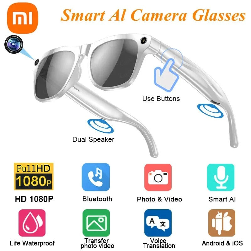 Votilo smart glasses with camera and Bluetooth featuring HD 1080P, dual speakers, waterproof design, and voice translation