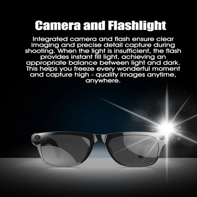 Votilo smart glasses with camera and Bluetooth featuring integrated camera and flashlight for clear imaging