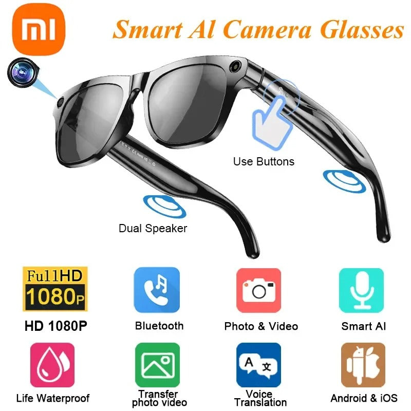 Votilo smart glasses with camera and Bluetooth featuring HD 1080P, dual speaker, voice translation, and waterproof design